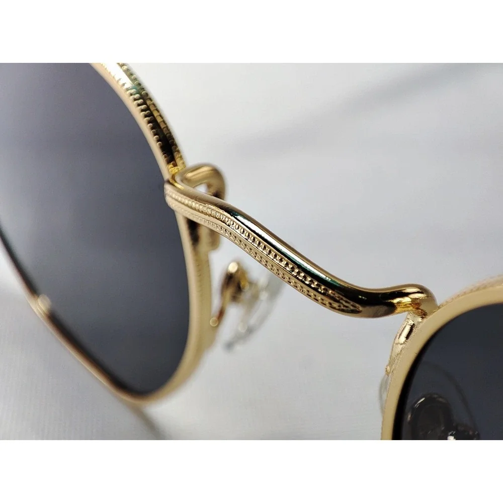 SOJOS SJ1072 C6 Geometric Square Sunglasses Gold Metal Black Lens 52-21-146